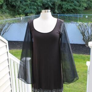 Divided Women's Black Midi Dress Safety Pin Embellished Hem Gothic Punk Size 4